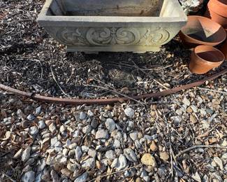 Vintage Rectangular Concrete Planter with Scrollwork