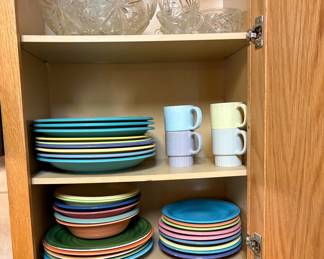 FiestaWare Assorted Dinnerware Set with Cut Glass Punch Bowl