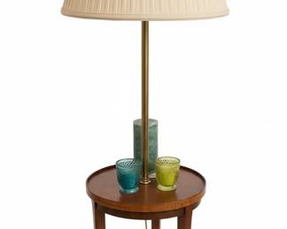 Vintage Frederick Cooper Brass Floor Lamp with Tiered Side Table