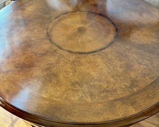Ethan Allen Round Inlaid Wood Coffee Table