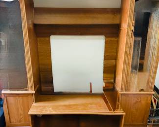 Wood Media Center w/Glass Doors.