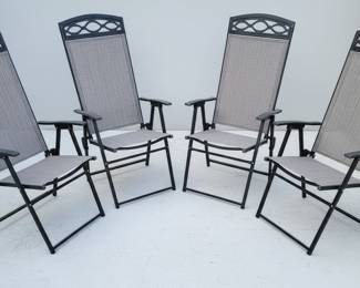 Set of 4 Outsunny Folding Patio Chairs with Metal Frame and Fabric Sling Seats