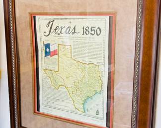Historic Texas Map Framed Wall Art.