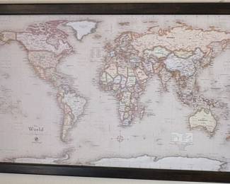 Framed World Map Wall Art.
