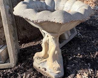 Concrete Bird Bath with Dragon Pedestal
