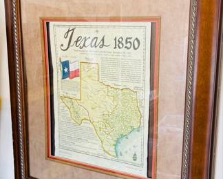 Framed "Texas 1850" Historical Map Print