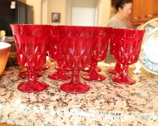 Noritake Perspective Ruby Glass Iced Tea Goblets 
