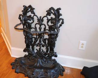 Vintage Art Nouveau Decorative Stick Stand, Cast Iron  Umbrella Rack