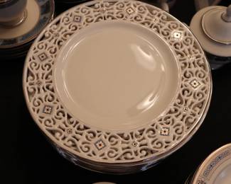 Jewels Sapphire LENOX FINE CHINA SET WITH PIERCED LUCNCHEON PLATES