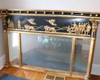  Regency Triptych Overmantle Mirror Gold Frame 