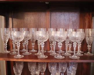 Vintage Rogaska Gallia Engraved Floral Crystal Wine Glasses Water Glasses and 