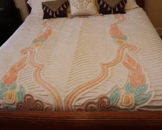 Vintage floral chenille bedspread
