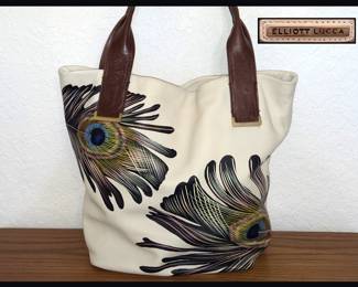 Gorgeous Elliott Lucca Leather Hand Painted Handbag