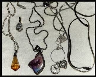 Sterling Silver Chains and Pendants; Nefertiti and a Playboy Bunny...
