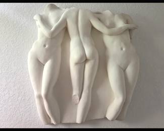 Fairly Large Wall Sculpture, "The Three Graces" 3 Nudes; well Nudes with no heads or feet