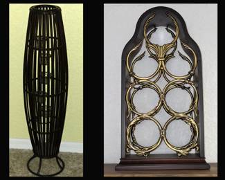 Tall Mid Century Style Candle Holder and Very Attractive Wine Holder