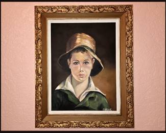 Christiane Belle's Rendition of "The Tom Hat" Signed Oil C Belle