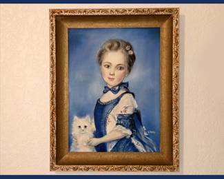Christiane Belle's  Rendition of "A Girl with a Cat" by Jean Baptiste Perronneau; Look at that Cat's Face!