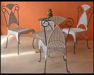 Mid Century Wicker and Wrought Iron Chairs; What an Interesting Design! 