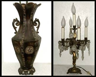 Metal Urn and Lamp with Prisms
