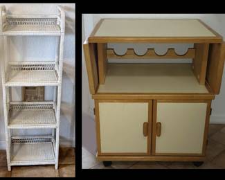 Wicker Shelf and Multi Use Stand on Wheels