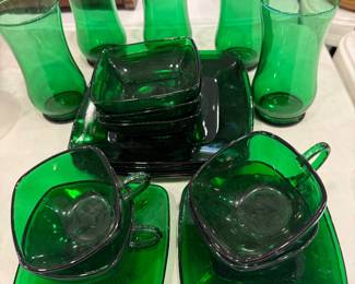 vintage green Anchor Hocking glassware