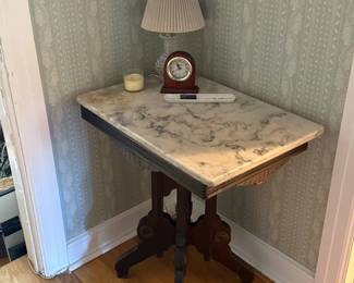 Marble and wood side table