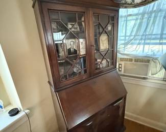 Vintage wood secretary hutch