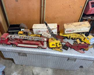 Vintage Metal Tonka Toys, Trailers, Western Auto, Fire Truck