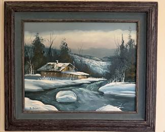 Winters Scene Oil on Canvas Painting