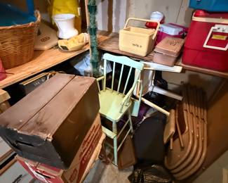 Antique High Chair, Coolers, Lone Star Beer Box