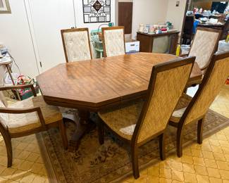 MCM Octagon Dining Table & 6 Chairs