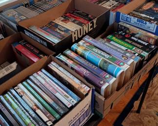 CD's, cassettes, DVD's, VHS