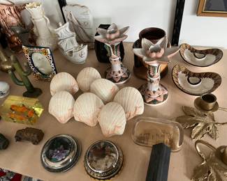 vintage vases, paperweights, candle holders, etc