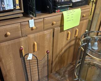 rolling brass & glass end tables