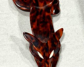 Vtg. Lea Stein fox Acetate brooch