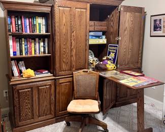 Oak office wall unit