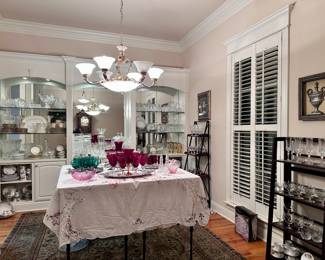 Beautiful crystal, china and colored glass collection