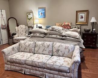 Sofa and matching wing back chair