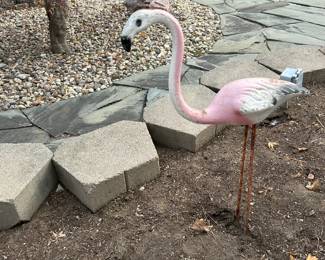 Vintage Cement Flamingo