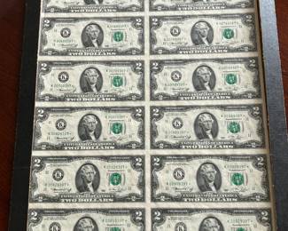 Uncut $2 dollar Star notes