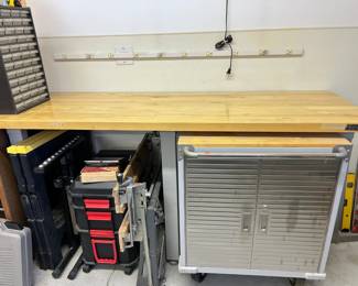 Work Bench and Rolling Storage Cabinet