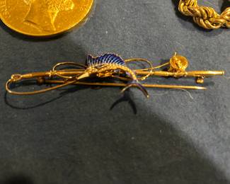 14k gold sailfish pin