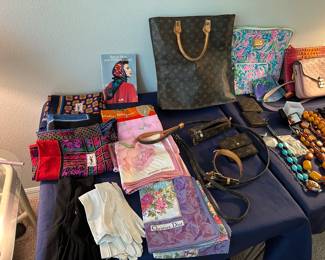 Designer Scarves  Belts Hand Bags Costume Jewelry