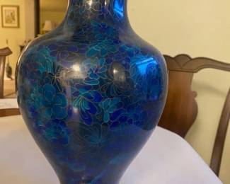 12" Cloisonne Chinese Vase - Blue