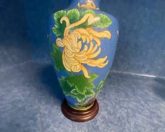 Chinese Cloisonne Enamel Vase w/Chrysanthemum - Often Representing Longevity and Nobility