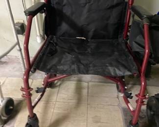 Medline Lightweight Transport Adult Folding Wheelchair  