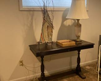 Console table, Blue Water lamp by Susan Derrer
