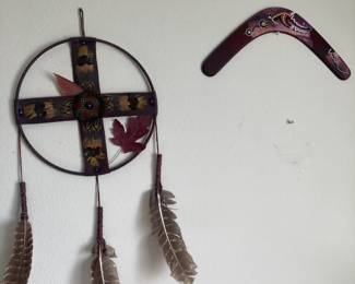 Dream Catcher and hand painted boomerang 