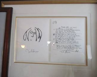 John Lennon silkscreen lyrics # signed "in my life" $1200